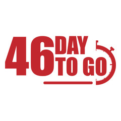 46 day to go label, red flat  promotion icon, Vector stock illustration: For any kind of promotion