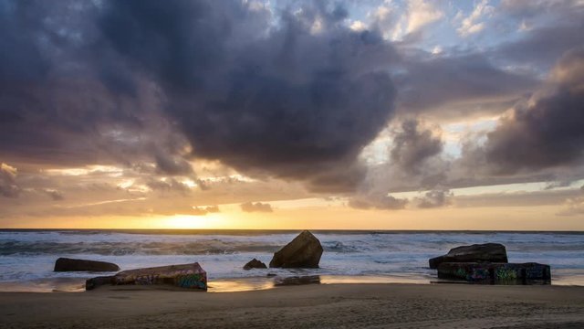 Timelapse coucher soleil magnifique plage capbreton landes france