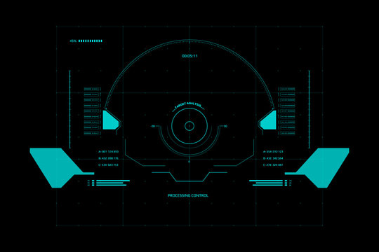 HUD Futuristic Interface Screen Design Element. UI Technology Virtual Reality View Display Object Vector.