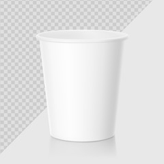 Realistic blank paper cup mockup. Coffee to go, take out mug. Vector illustration on grey background. EPS10.	
