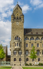 Fototapeta na wymiar Tower of the Oberlandesgericht building in Koblenz, Germany