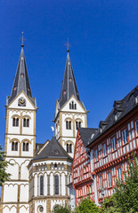 Fototapeta na wymiar Towers of the St. Severus church in Boppard, Germany