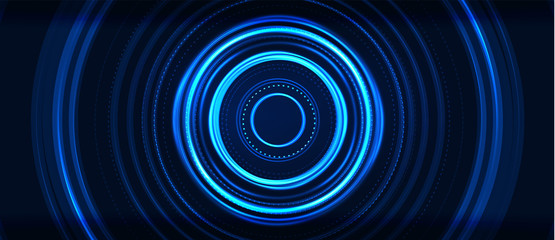 Neon circle technology background. Vector Illustration For Wallpaper, Banner, Background, Card, Book Illustration, landing page