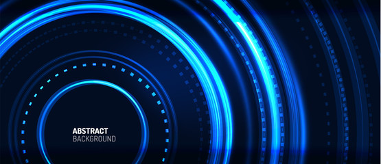 Neon circle technology background. Vector Illustration For Wallpaper, Banner, Background, Card, Book Illustration, landing page