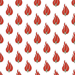 seamless pattern with red chillies or pepper on a white background.