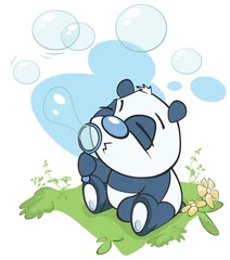 Wandaufkleber Vektor-Illustration eines niedlichen Cartoon-Pandas © liusa