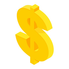 Big isometric dollar sign. Flat vector illustration.