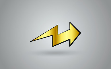 Golden Arrow Icon in trendy flat style isolated on grey background. Arrow symbol for your web site design, logo, app, UI. Vector illustration