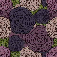 Hand drawn seamless pattern with flowers. Vector illustration. EPS 10