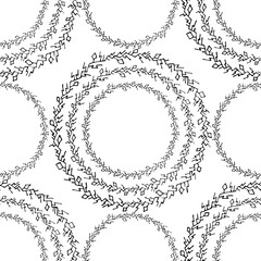 Hand drawn seamless pattern with circles, doodles. Vector illustration. EPS 10