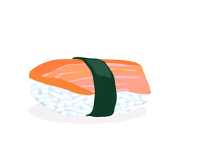sushi salmon nigiri japanese food asia rice raw fish sea food icon isolated on white background 
