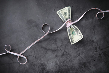 Business concept. The depreciation of the national currency. Hundred dollar bill. Inflation and...