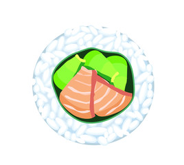 sushi japanese food asia rice raw fish sea food icon isolated on white background 