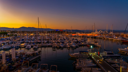 Antibes waterfront and Port Vauban harbor panoramic view, Southern France