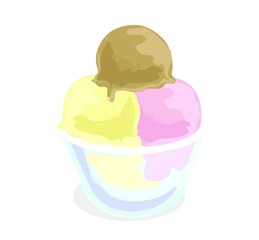 ice cream strawberry chocolate and vanilla scoop sweet sugar summer symbol cold snack isolated on white background