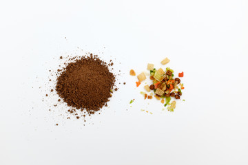 Jjajangmat ramen powder soup on white background