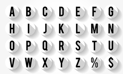 Flat Design Letters, icons alphabet with long shadow, concept background