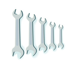 set of wrenches tool symbol isolated on white background