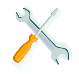 wrench and screwdriver tool isolated on white background