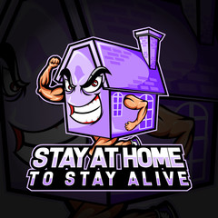 E-Sport Logo Illustration Design Representing Staying at Home Character for Staying Alive from Corona Virus