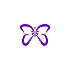 Simple purple Butterfly logo design template. Colorful icon isolated on white background. Clean and modern vector can be used for web. Graphic insect logotype, sign and symbol. Fly label illustration.