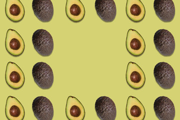 delicious avocados patterns on green background