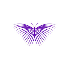 Fototapeta na wymiar Simple purple Butterfly logo design template. Colorful icon isolated on white background. Clean and modern vector can be used for web. Graphic insect logotype, sign and symbol. Fly label illustration.