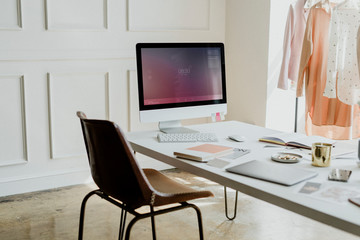 Computer in a fashion boutique