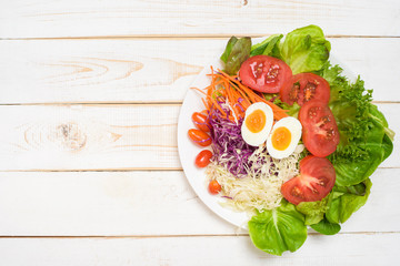Vegetables Salad on white  wooden  background