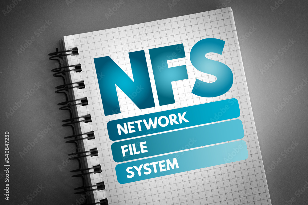 Poster nfs - network file system acronym, technology concept background