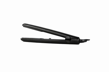Hair straightener with ceramic plates isolated on white