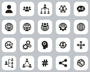 Organization & Structure Icons Black & White Flat Design Set Big