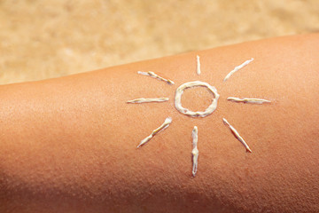 Symbolic sun block on bare skin