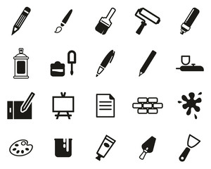 Obraz premium Painting & Art Equipment Icons Black & White Set Big