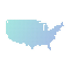 Dotted USA map. Stock Vector illustration isolated on white background.
