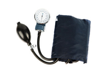 blood pressure monitor and phonendoscope isolated on white background