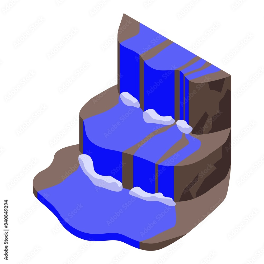 Poster mountain cascade icon. isometric of mountain cascade vector icon for web design isolated on white ba