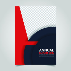 Modern business cover for annual report in A4 size. Simple flat design for flyer, presentation, brochure, front page, website, book and magazine cover layout. Minimalist abstract template in red color