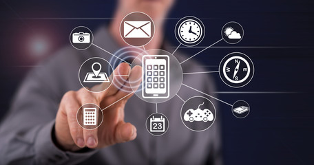 Man touching an apps concept
