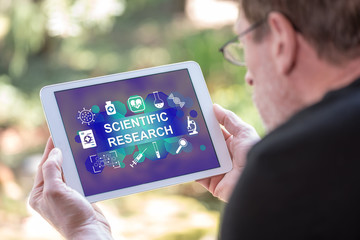 Scientific research concept on a tablet