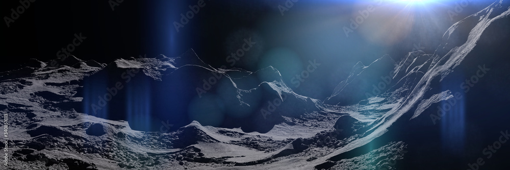 Wall mural Moon surface, lunar landscape 