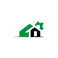 Obraz premium Abstract home design icon symbol with color green