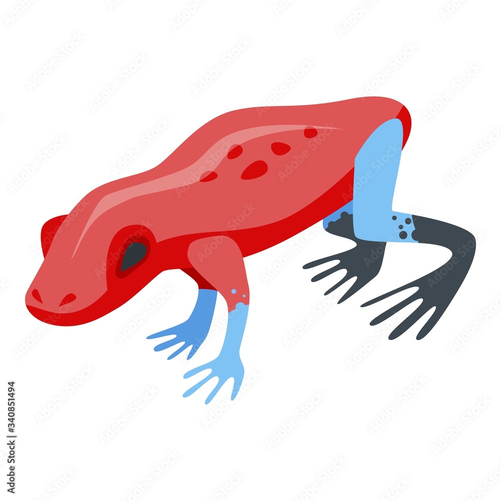 Poster red frog icon. isometric of red frog vector icon for web design isolated on white background