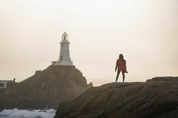 Traveler at La Corbiere Lighthouse