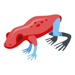 Red frog icon. Isometric of red frog vector icon for web design isolated on white background