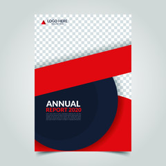 Modern business cover for annual report in A4 size. Simple flat design for flyer, presentation, brochure, front page, website, book and magazine cover layout. Minimalist abstract template in red color