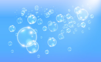 White beautiful bubbles on a transparent background vector illustration. Bubble.