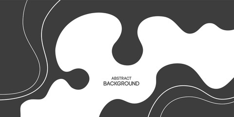 Abstract background, poster, banner. Composition of amorphous forms, liquid shapes, lines. Vector monochrome illustration in flat style.