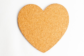 One heart shape made from of light brown cardboard, isolated on white with space for text
