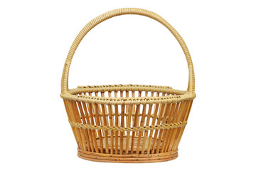 Vintage wicker basket isolated on white background